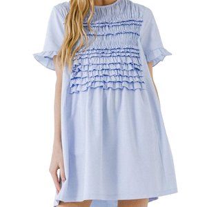 English Factory Shirred Ruffle Mini Dress NWOT